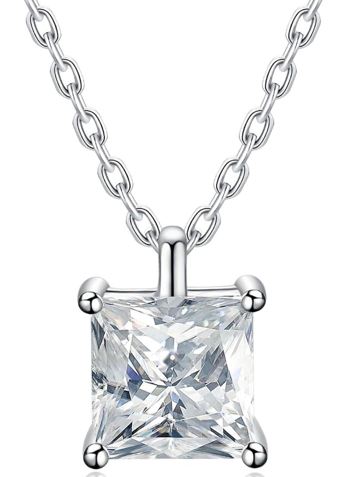 Moissanite Solitaire Pendant Necklaces for Women Sterling Silver with 18K White Gold Plated 1 Carat D Color VVS1 Clarity