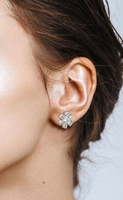Moissanite Stud Sunflower Earrings D Color VVS1 Clear Moissanite Earrings 18K Gold Plated 925 Sterling Silver