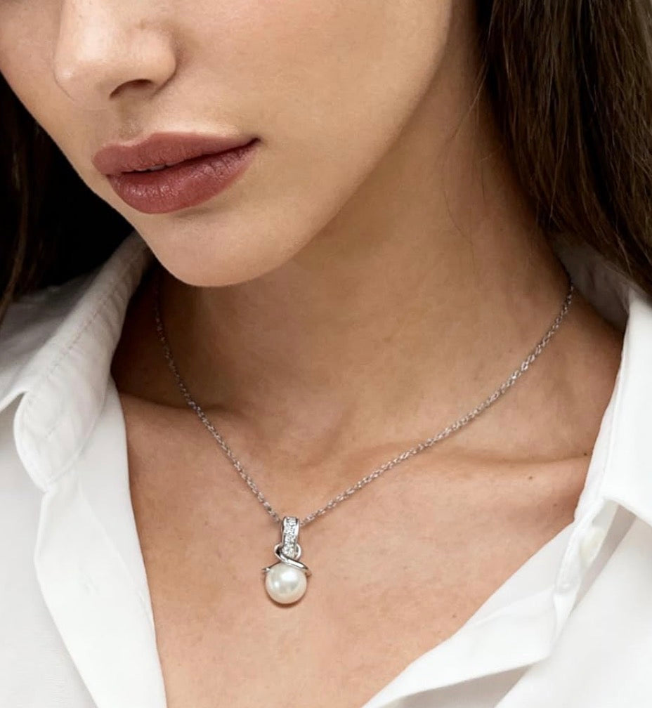 Pearl Pendant Necklace 925 Sterling Silver