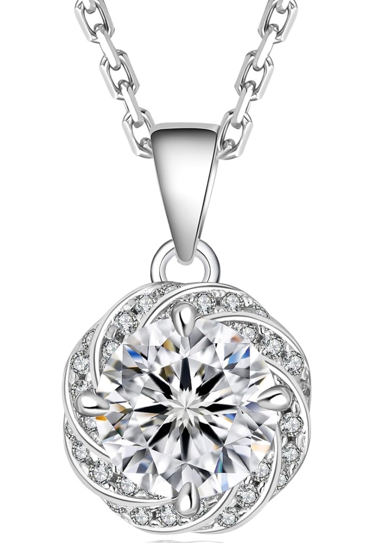 Moissanite Camellia Flower Necklace for Women, 0.3CT-1.0CT Lab Created Diamond with VVS1 Clarity D Color Moissanite Chain, White Gold Plated S925 Sterling Silver Necklace