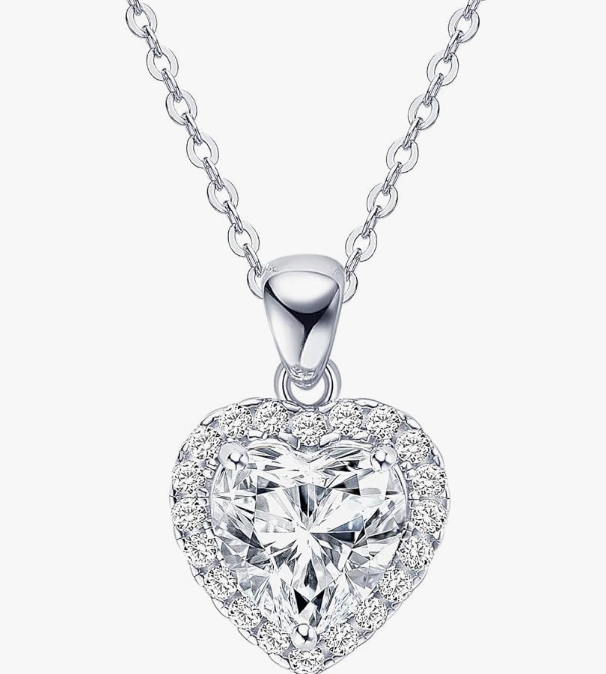 2CT Heart Moissanite Pendant Necklace, D Color VVS1 925 Sterling Silver Dainty