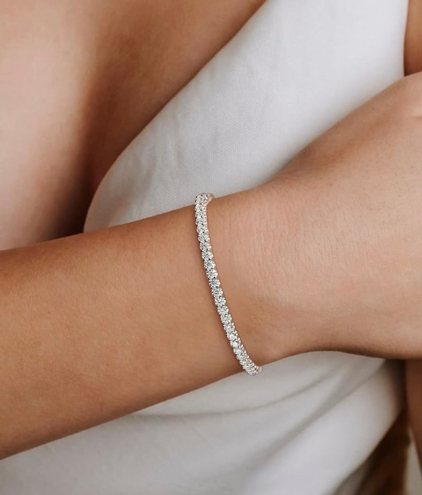 14K Gold Moissanite Bangle Bracelets for Women 2.7 Carats D Color VVS1 Clarity 3EX Cut S925 Sterling Silver.