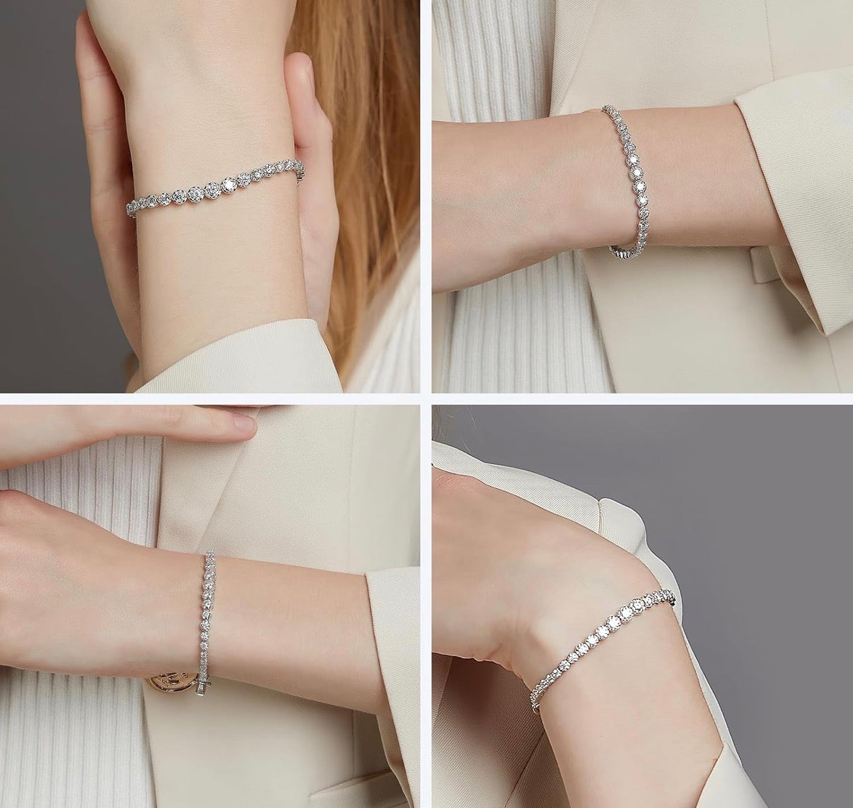 Moissanite Tennis Bracelets for Women - Total 3.17ct D Color VVS1 925 Sterling Silver Graduated 2.0-4.25mm Round Cut Moissanite Bracelet