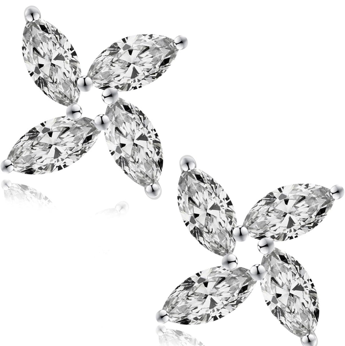 Moissanite PinWheel Earrings D Color VVS1 Clear Moissanite Earrings 18K Gold Plated 925 Sterling Silver