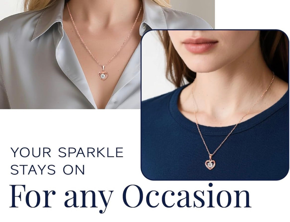 1 Ct Heart Necklace for Women Moissanite 925 Sterling Silver