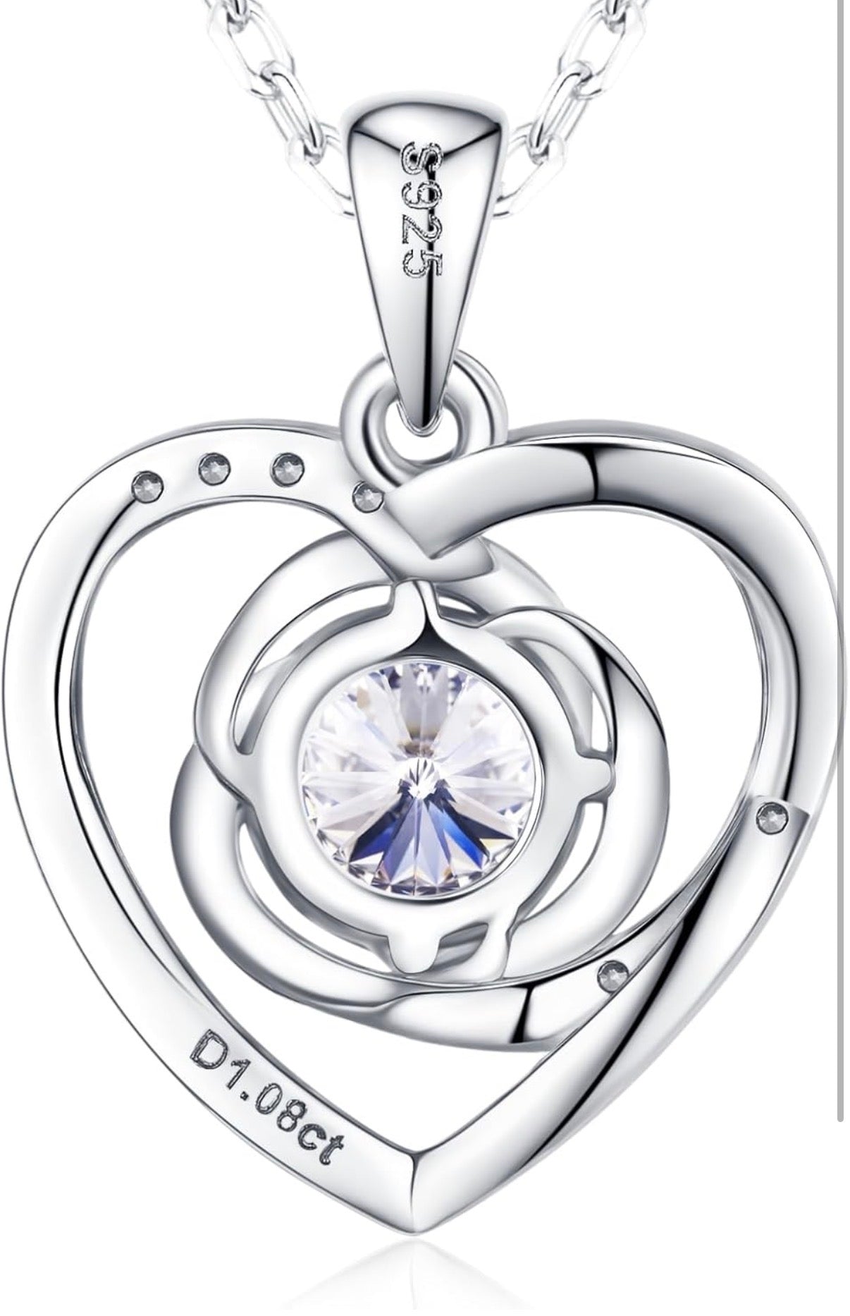 Moissanite Pendant Necklace for Women 925 Sterling Silver 1 Carat Moissanite Necklace