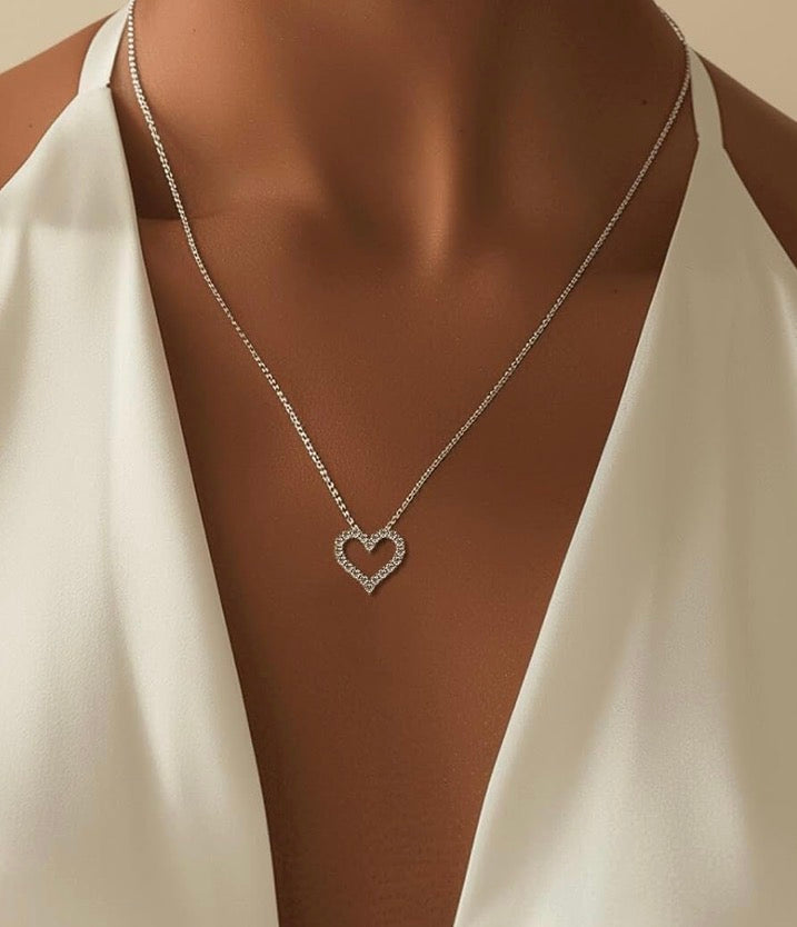 1.3 Ct Heart Pendant Necklace for Her Moissanite Lab-Created Gem Jewelry for Women I Love You S925 Sterling Silver .