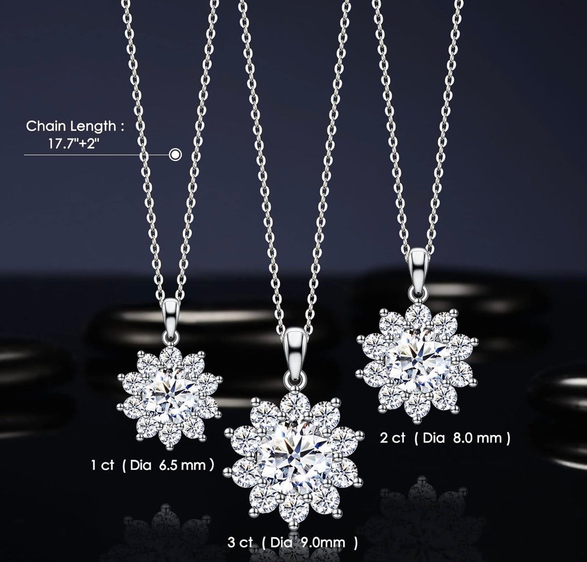 Sunflower Moissanite Pendant Necklace for Women 1CT Sterling Silver