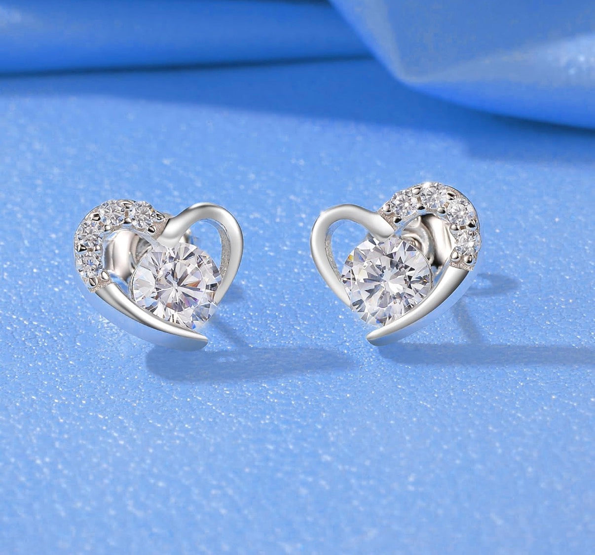 1 Carat Mossanite Heart 925 Sterling Silver Pendant Necklace Silver Earrings 18K White Gold Plated Jewelry Set