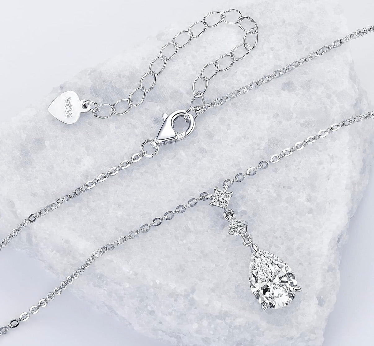 2CT Pear Cut Moissanite Pendant Necklace D Color VVS1 925 Sterling Silver Dainty Pendant.