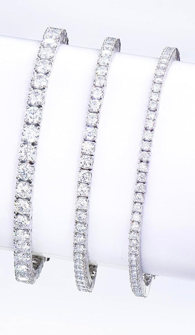 4MM Moissanite Tennis Bracelet for Women Round Cut D Color VVS1 | 18K White Gold Plated 925 Sterling Silver Size 6-7.5 Inch | GRA Certified