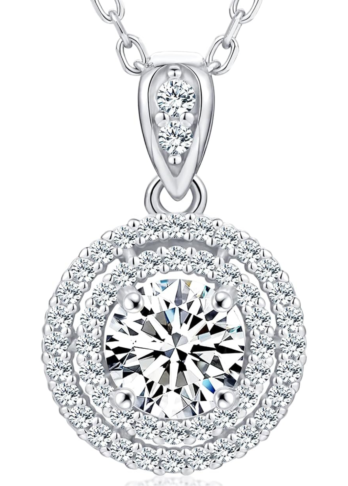 18K Gold Vermeil Imitation Necklace for 1 Ct Moissanite Sterling Silver .