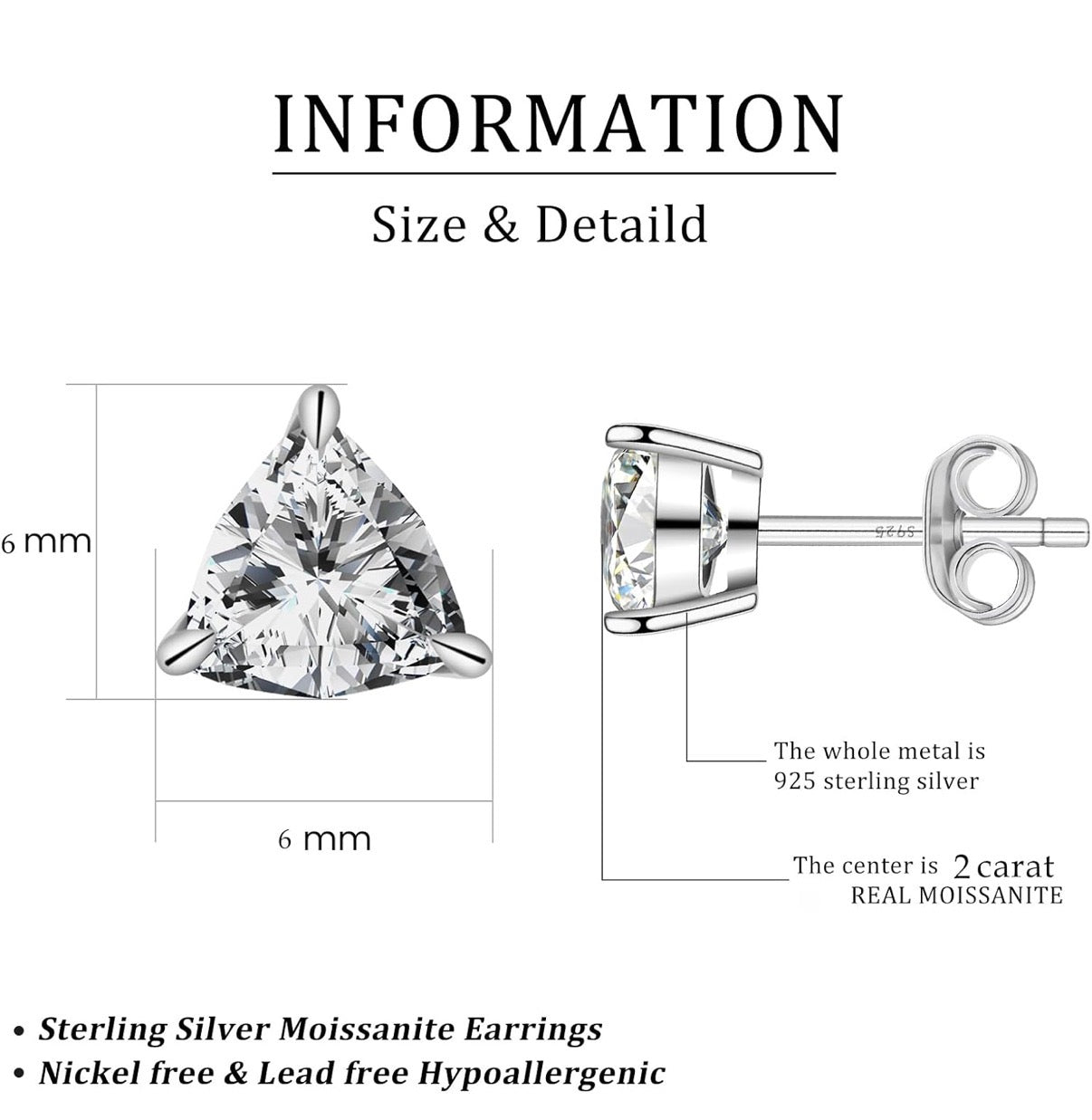 Moissanite Rectangle Earrings D Color VVS1 Clear Moissanite Earrings 18K Gold Plated 925 Sterling Silver