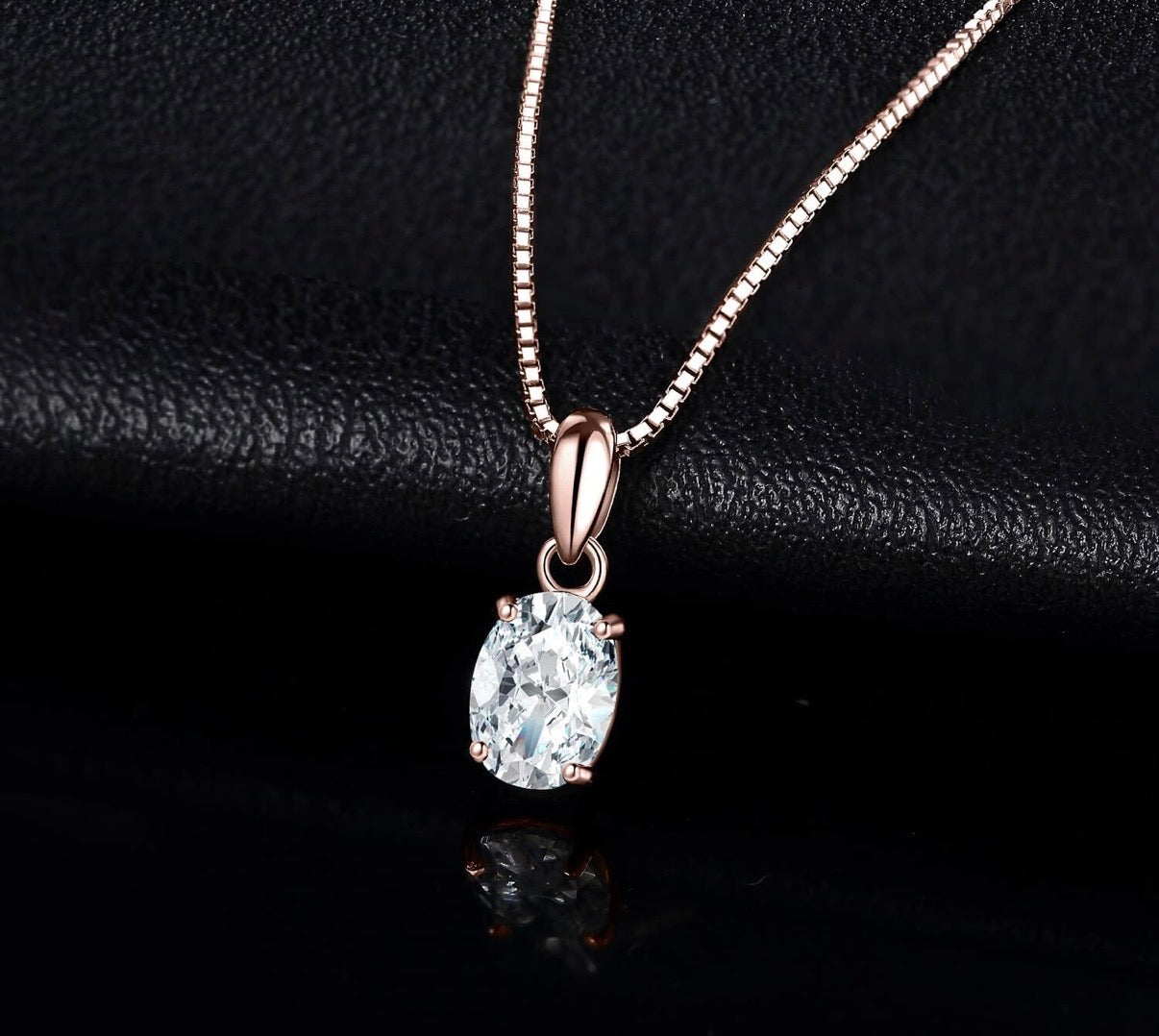Oval Cut 1ct Moissanite Solitaire Pendant Necklace for Women, Simulated Diamond 925 Sterling Silver 14k White Gold Plated Necklaces for Her VVS D-F.