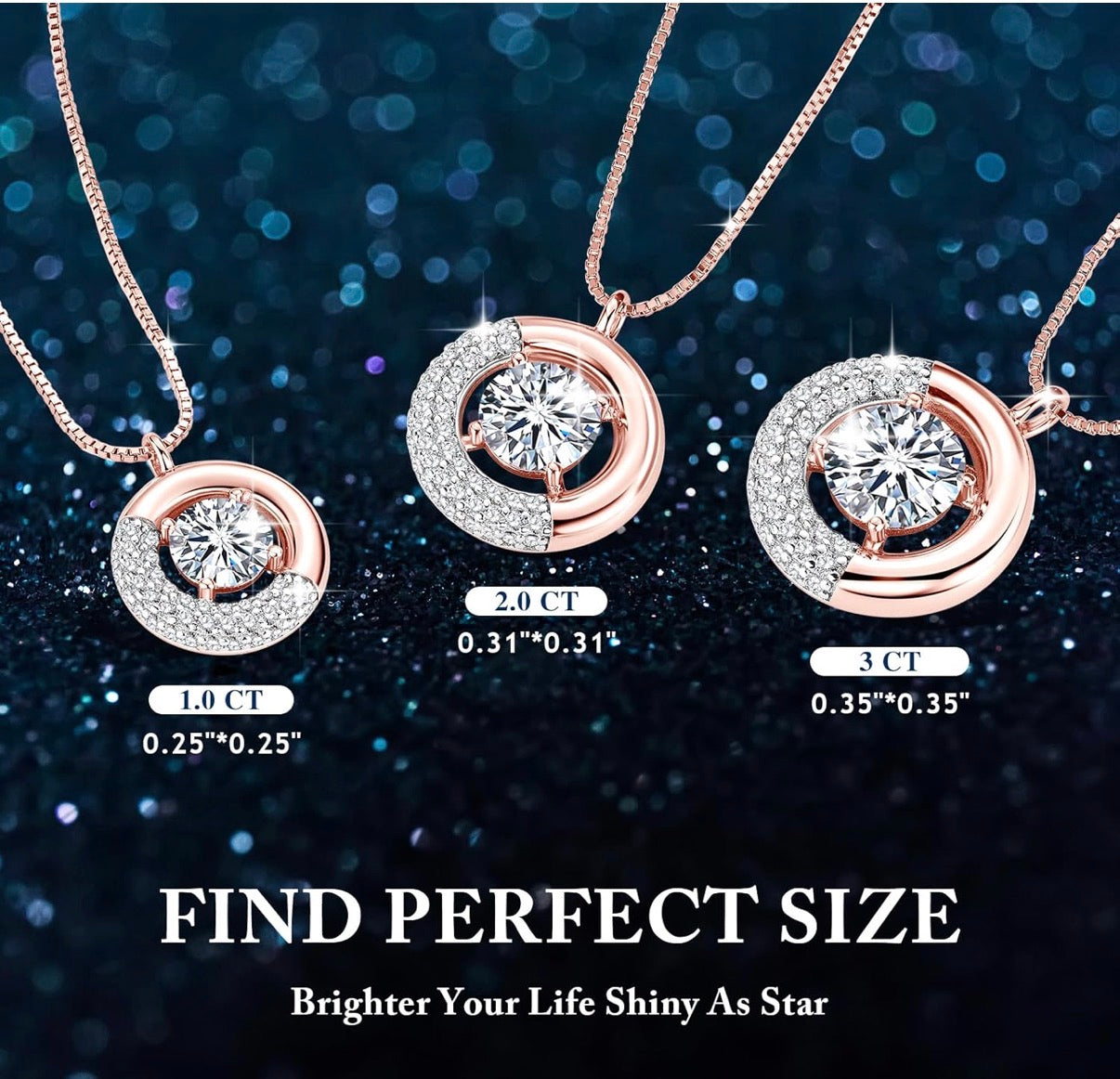 Moissanite Necklaces for Women, 925 Sterling Silver 1 Carat D Color Lab-Created Simulated-diamond Pendant.