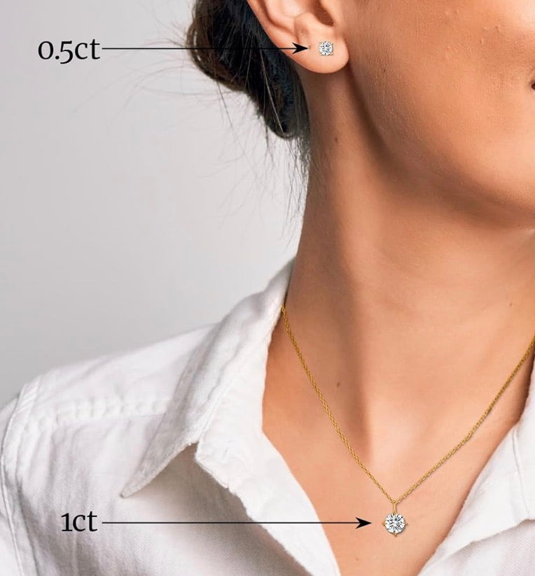 Moissanite Necklace and Earring Sets for Women White Gold Plated/S925 Sterling Silver Diamond Jewelry Sets 1CT Yellow Gold