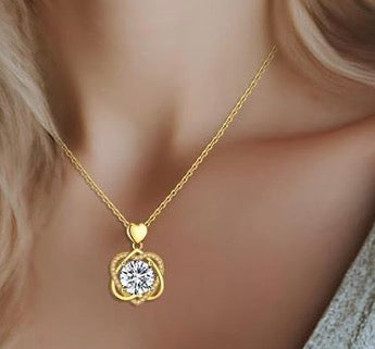 Infinity Heart Necklace for Women 4 Carats Moissanite, Sterling Silver Pendant