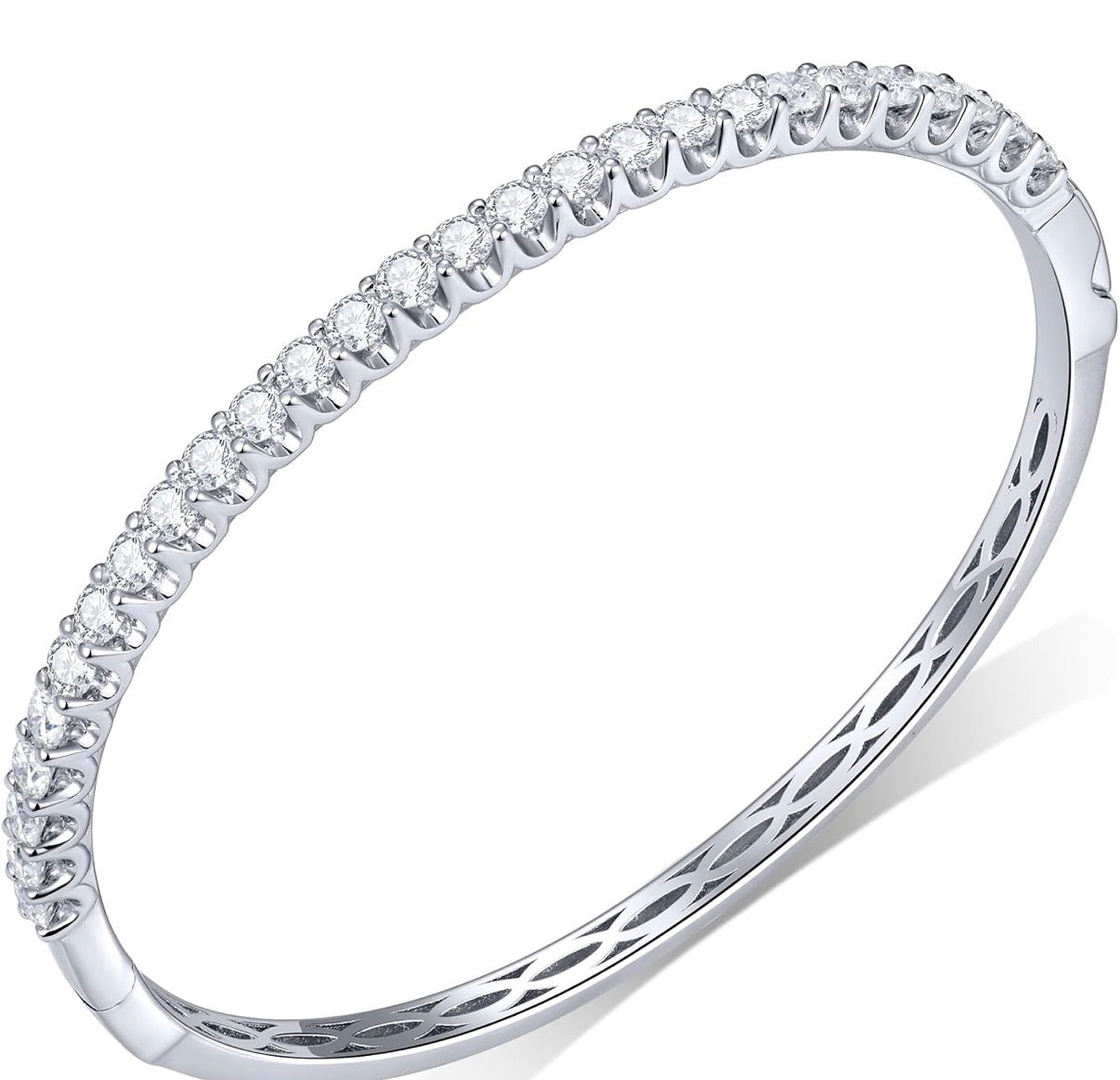 14K Gold Moissanite Bangle Bracelets for Women 2.7 Carats D Color VVS1 Clarity 3EX Cut S925 Sterling Silver.