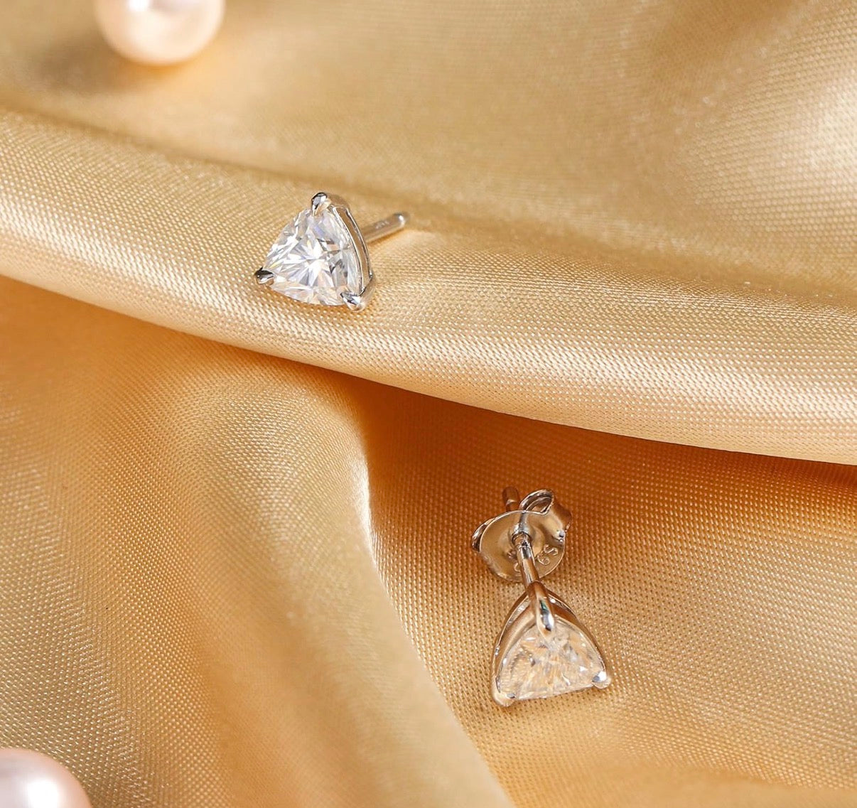 Moissanite Rectangle Earrings D Color VVS1 Clear Moissanite Earrings 18K Gold Plated 925 Sterling Silver