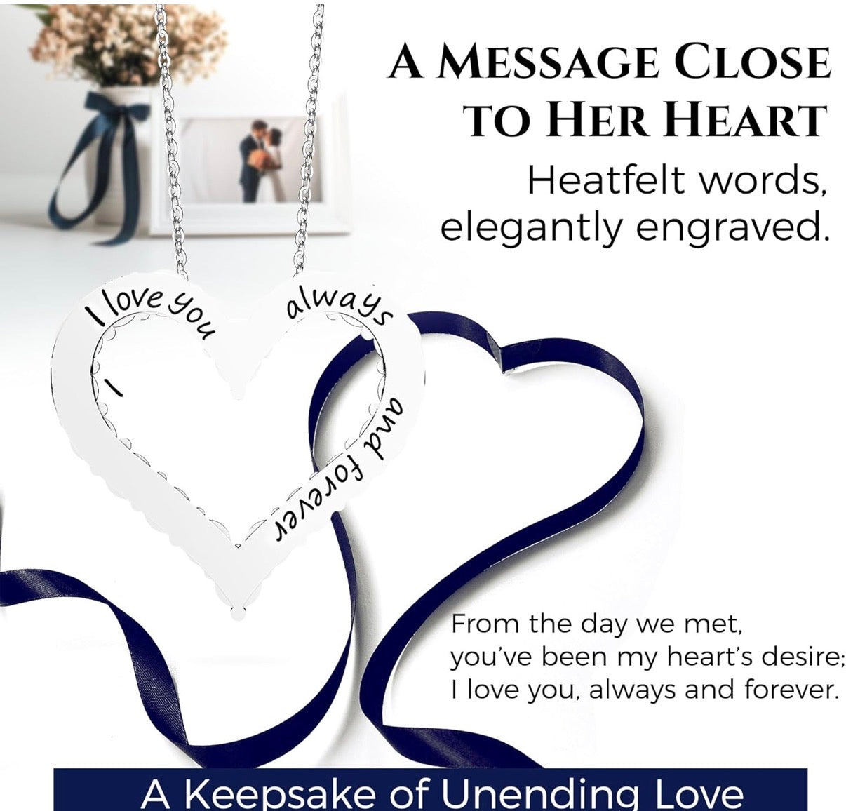1.3 Ct Heart Pendant Necklace for Her Moissanite Lab-Created Gem Jewelry for Women I Love You S925 Sterling Silver .