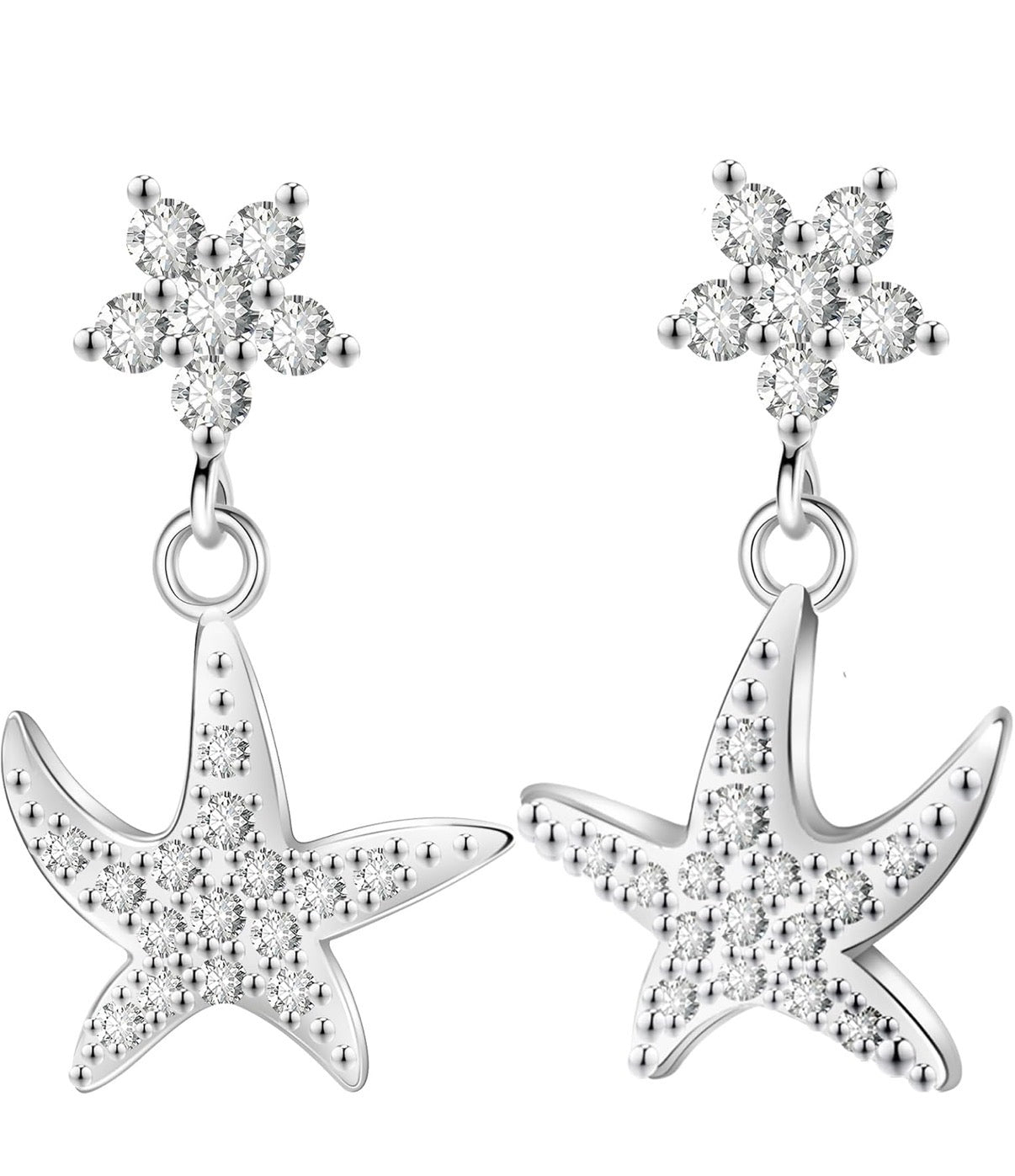 Moissanite StarFish Earrings D Color VVS1 Clear Moissanite Earrings 18K Gold Plated 925 Sterling Silver