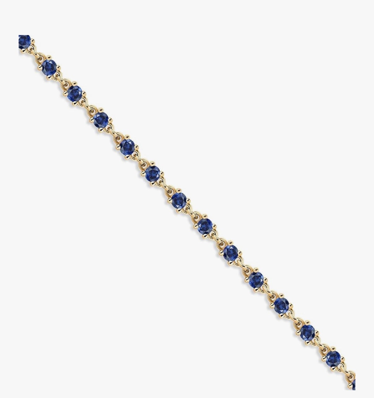 Blue Created Sapphire Tennis Gold Tone Bracelet 925 Sterling Silver 1.76 Carats 2.5MM Gemstone