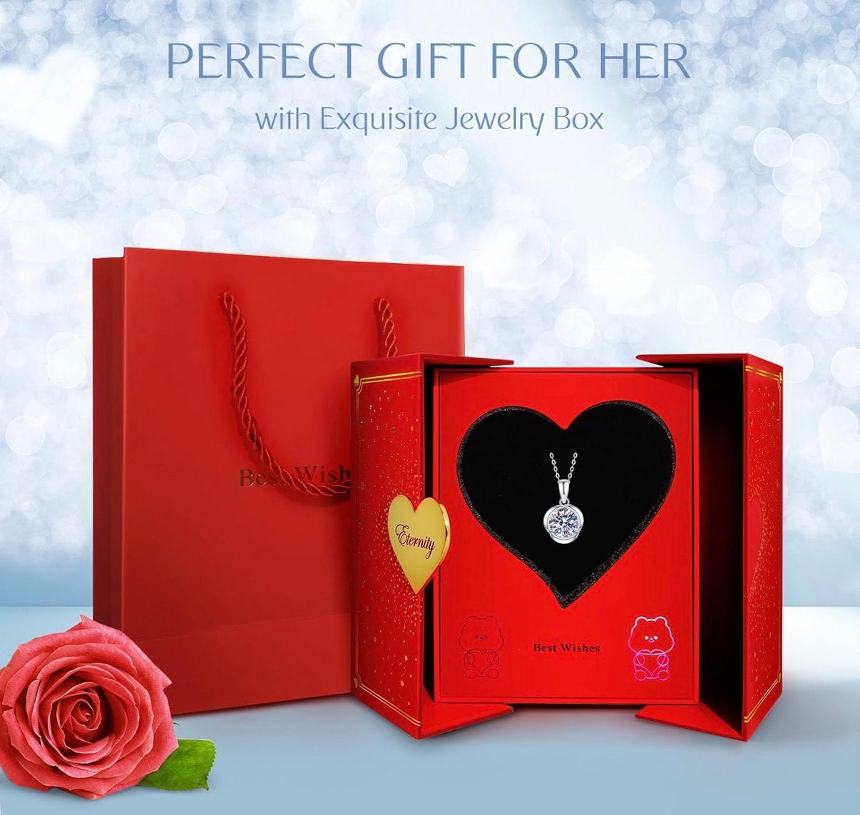2 Carat Rose Moissanite Pendant Necklace with 925 Sterling Silver