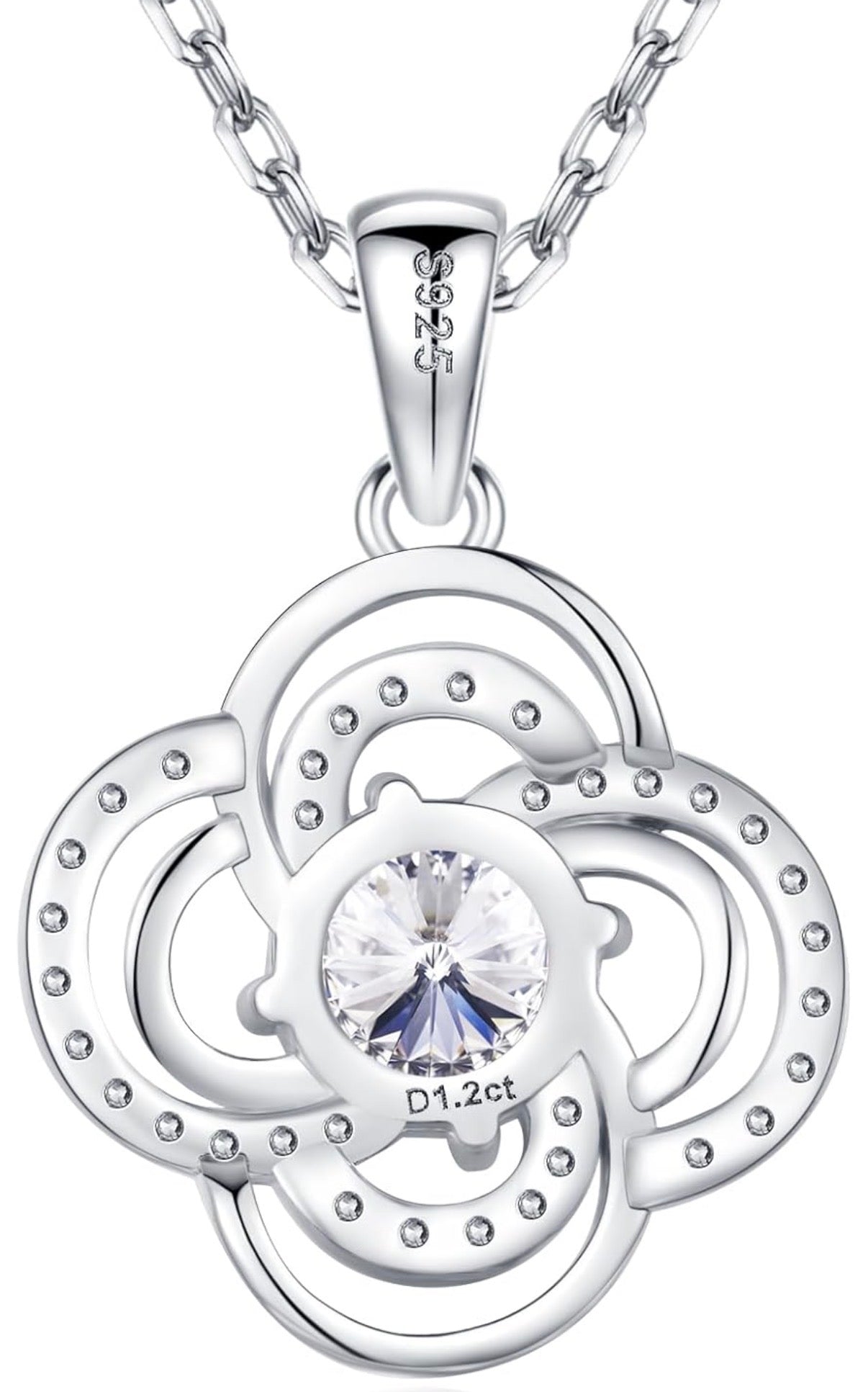 Moissanite Pendant Necklace for Women 925 Sterling Silver 1 Carat