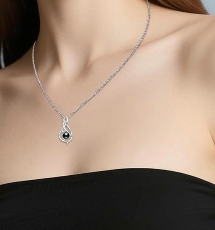 Tahitian Black Pearl AAAA 18K Gold Plated Sterling Silver Pendant Necklace for Women