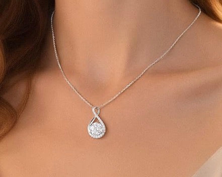 Infinity Moissanite Necklace for Women, 1ct D Color VVS1 Clarity 925 Sterling Silver Moissanite Pendant Necklace