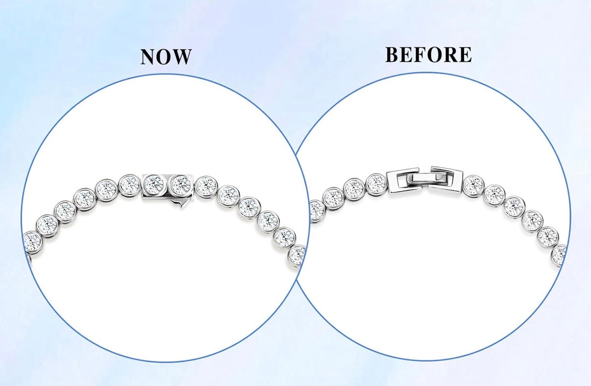 Moissanite Tennis Bracelets for Women White Gold Plated 925 Sterling Silver Round Chain Sparkling 3mm Diamond VVS1 D Color Solitaire.