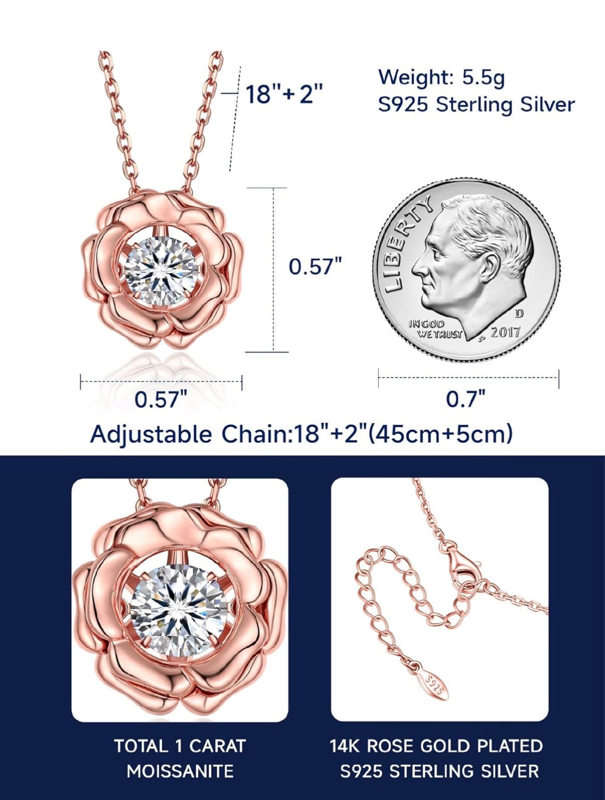 1 CT Moissanite Heart Pendant Necklace for Her 925 Sterling Silver