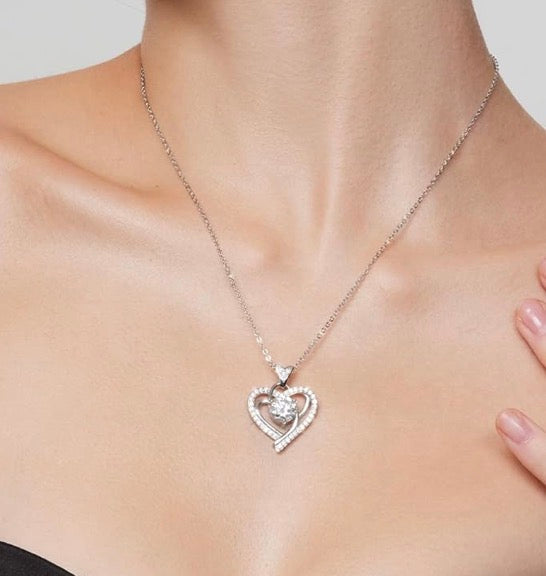 1 Ct Moissanite Pendant Necklace for Women – 925 Sterling Silver for Women Heart Pendant, Dainty Silver.