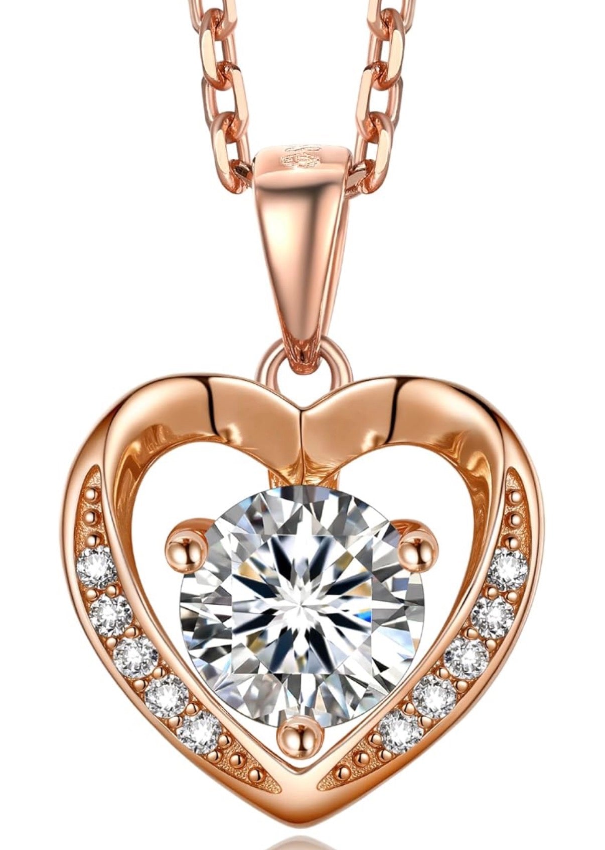 1 Ct Heart Necklace for Women Moissanite 925 Sterling Silver
