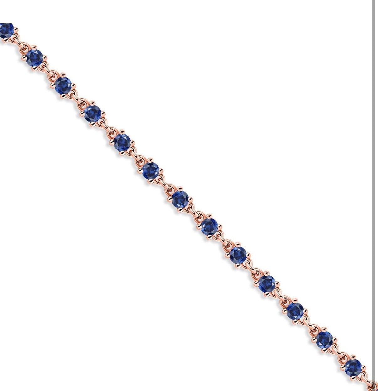 Blue Created Sapphire Tennis Bracelet Rose Gold 925 Sterling Silver 1.76 Carats 2.5MM Gemstone