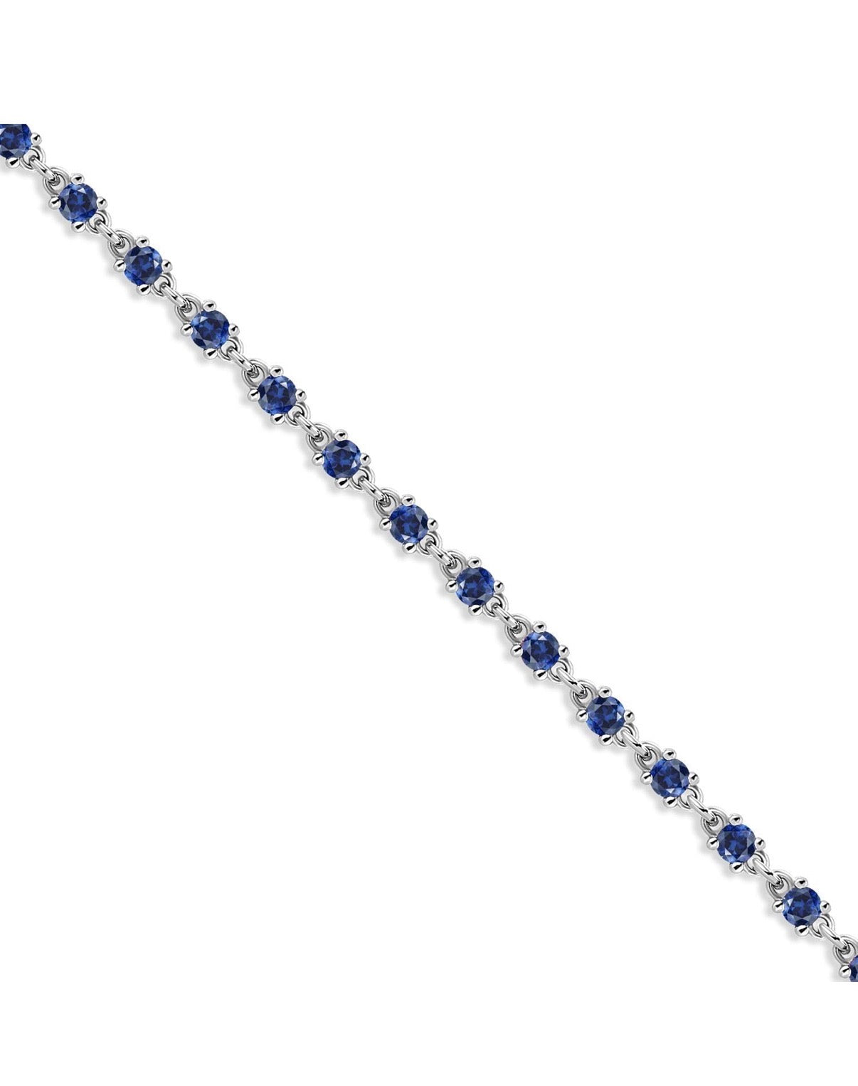 Blue Created Sapphire Tennis Bracelet 925 Sterling Silver 1.76 Carats 2.5MM Gemstone