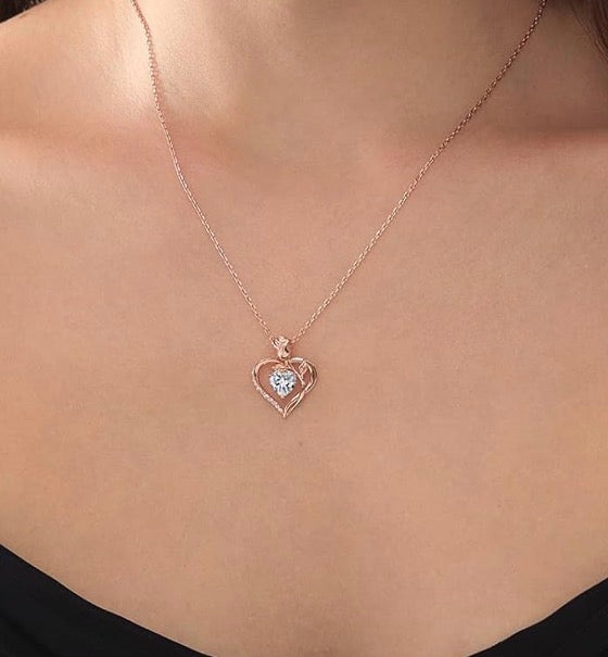 1.2CT Rose Heart Moissanite Necklace for Women Jewelry D Color VVS1 S925 Sterling Silver 18K Rose Gold Plated