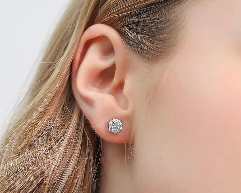 1 Carat Moissanite 925 Sterling Silver Pendant Necklace Silver Earrings 18K White Gold Plated Jewelry Set