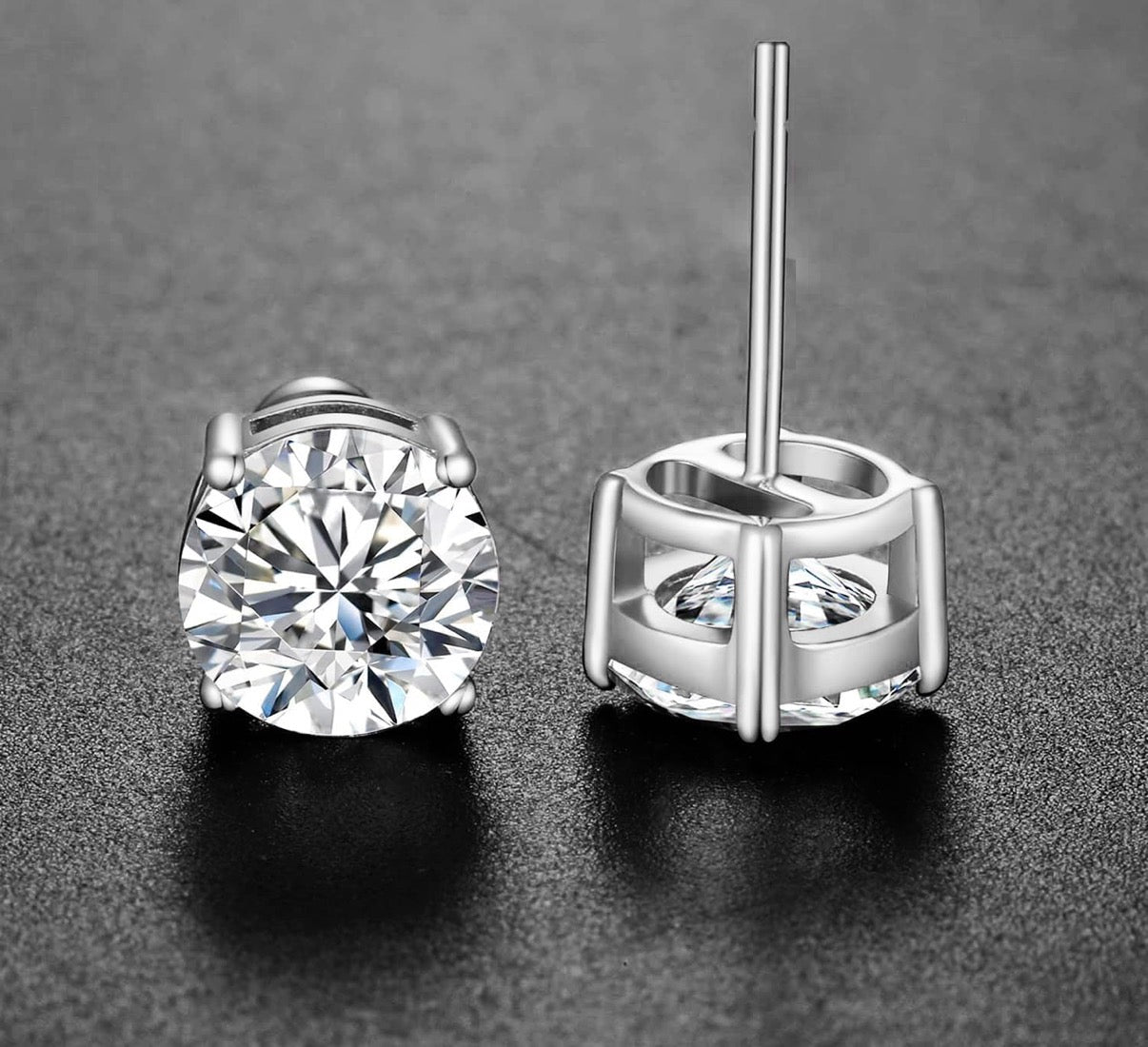 1 Carat Moissanite 925 Sterling Silver Pendant Necklace Silver Earrings 18K White Gold Plated Jewelry Set