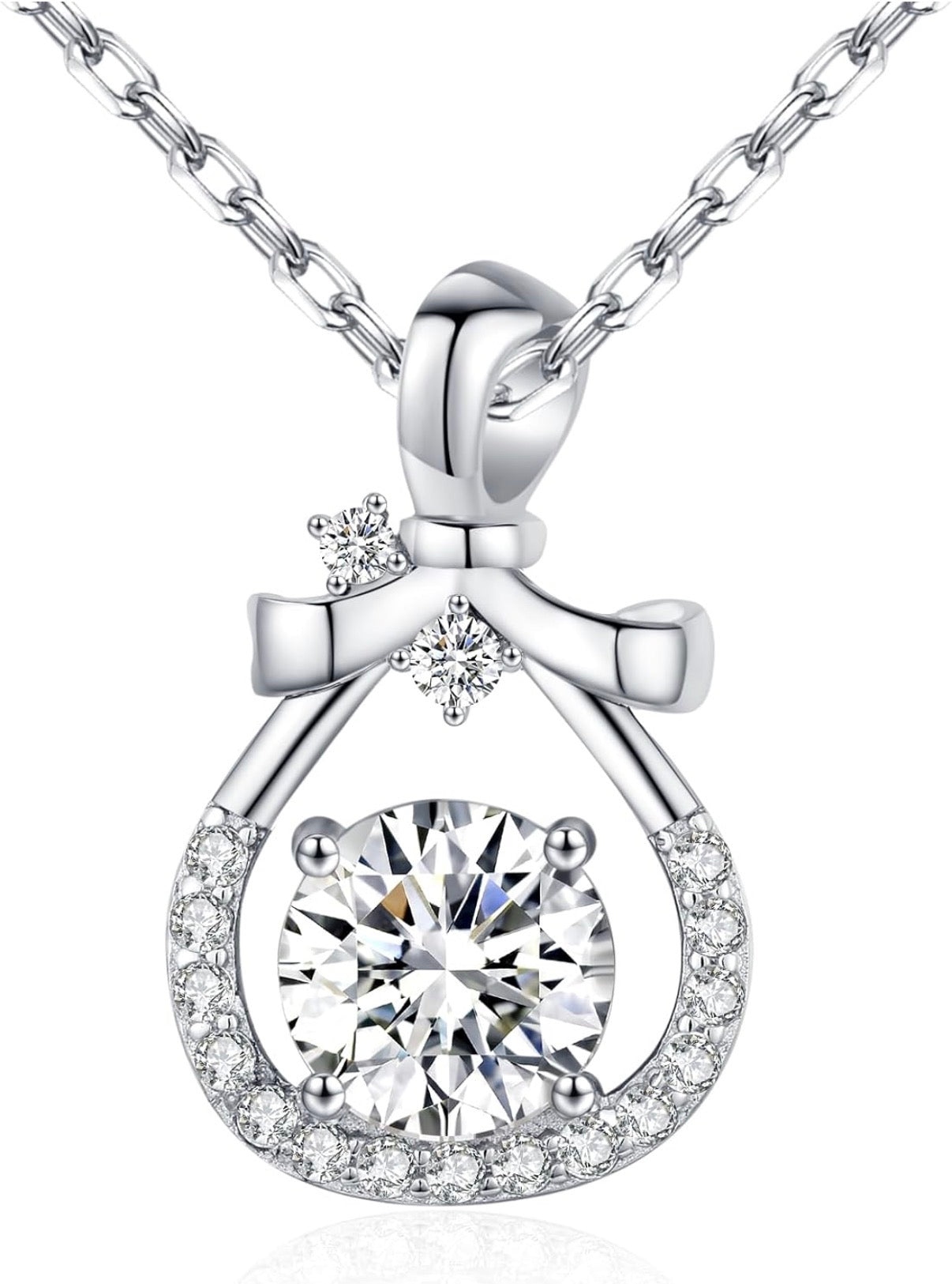 Moissanite Pendant Necklace for Women 925 Sterling Silver 1 Carat