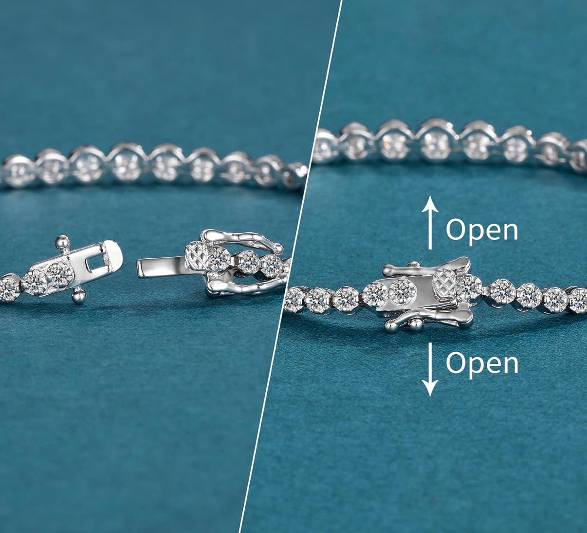 Moissanite Tennis Bracelets for Women - Total 3.17ct D Color VVS1 925 Sterling Silver Graduated 2.0-4.25mm Round Cut Moissanite Bracelet
