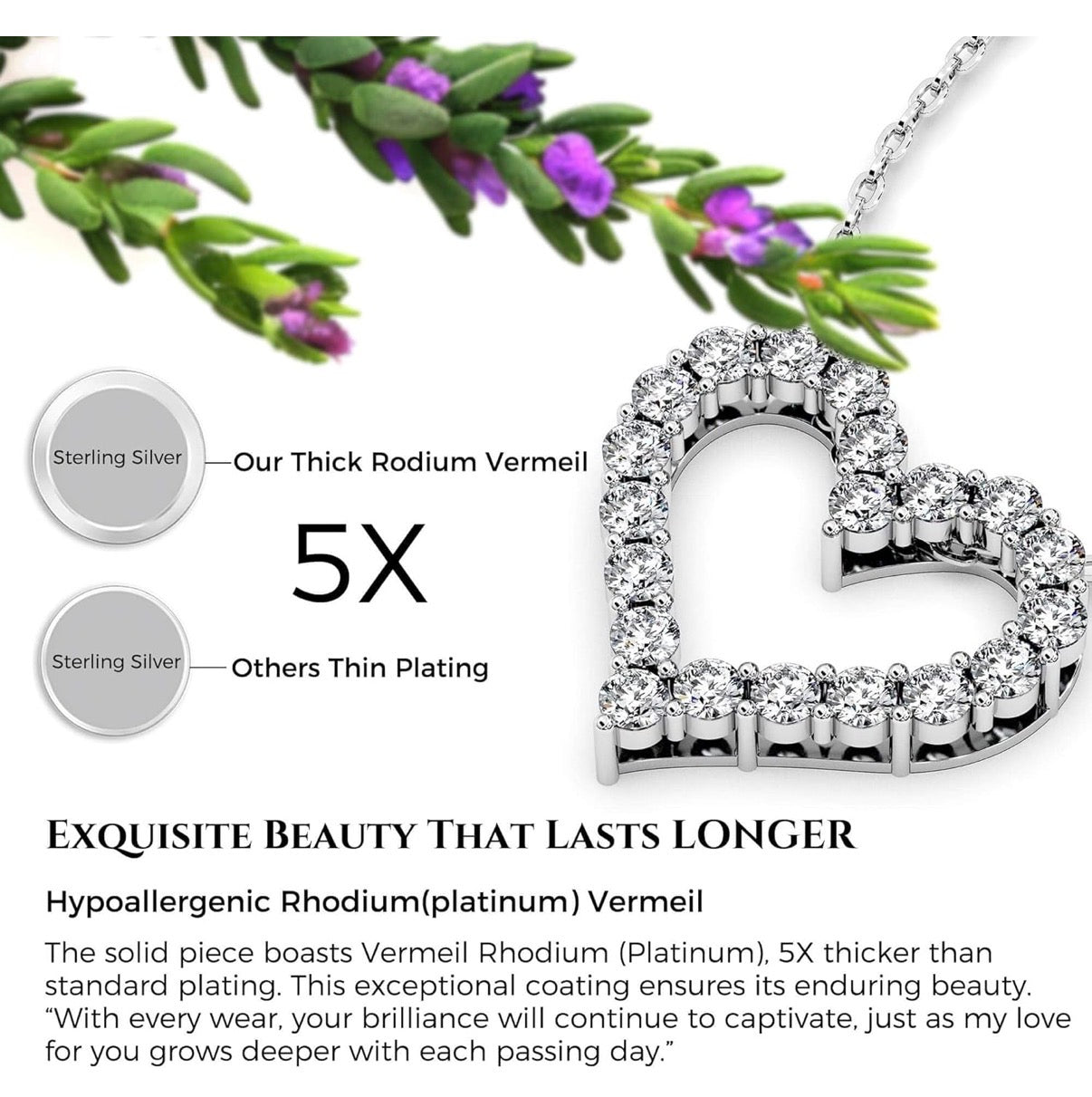 1.3 Ct Heart Pendant Necklace for Her Moissanite Lab-Created Gem Jewelry for Women I Love You S925 Sterling Silver .
