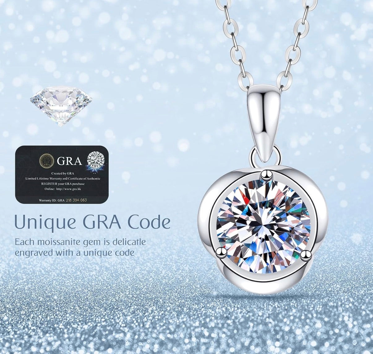 2 Carat Rose Moissanite Pendant Necklace with 925 Sterling Silver
