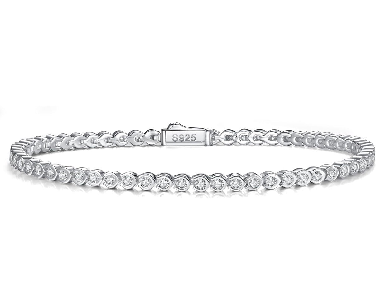 D Color VVS1 Clarity Moissanite Tennis Bracelet 1.21 Carat Solid 925 Sterling Silver, 5.5-7.5inch