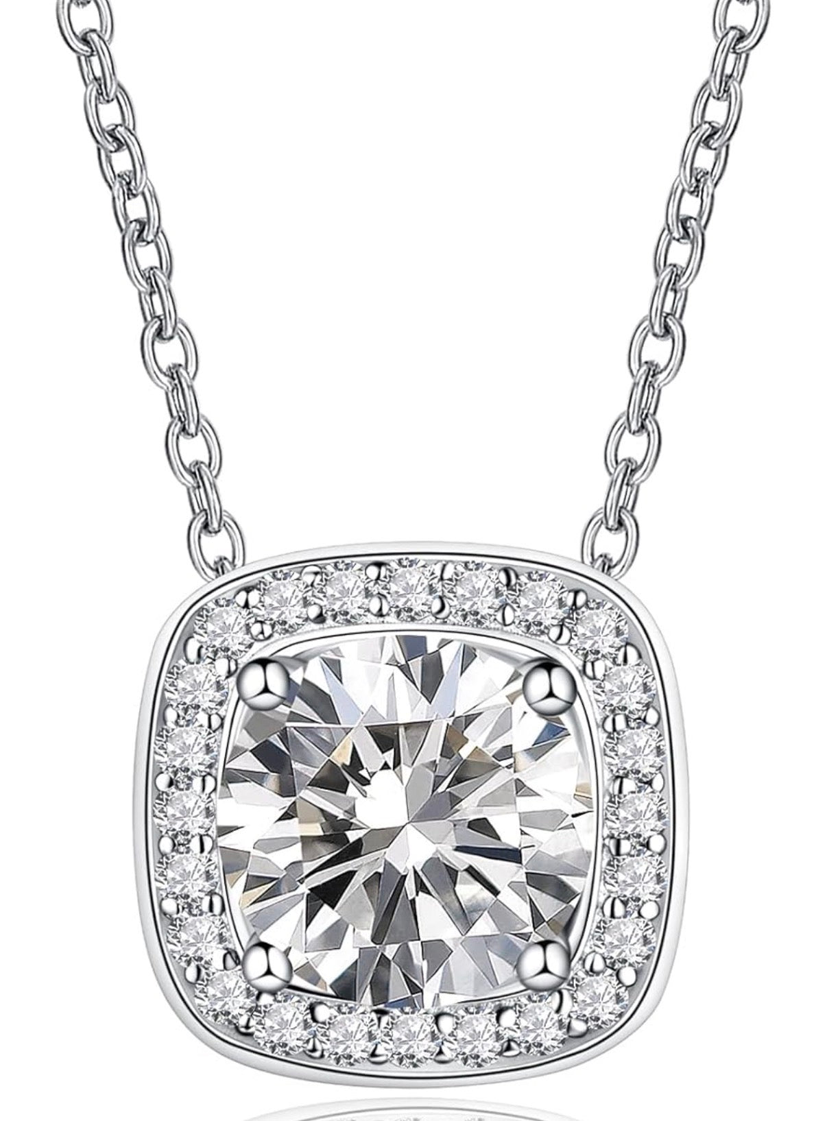 Moissanite Solitaire Pendant Necklaces for Women Sterling Silver with 18K White Gold Plated 1 Carat D Color VVS1 Clarity Mossanite