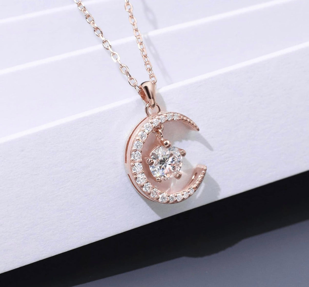 0.5 Ct Moissanite Necklace For Women S925 Sterling Silver Yellow Gold Plated Pendant Necklace DF VVS Color Moisanite Diamond Necklace Jewelry Gift Chain 16+2 In
