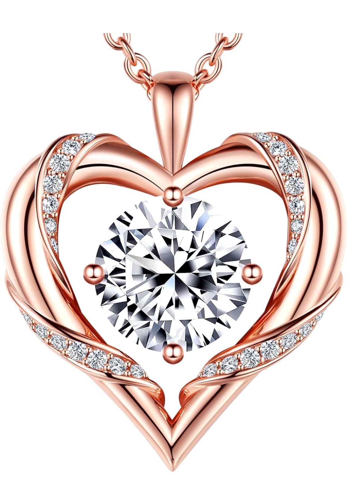 2 Ct Moissanite Heart Necklaces for Women, 18K Gold Plated Romantic Pendant 925 Sterling Silver Jewelry