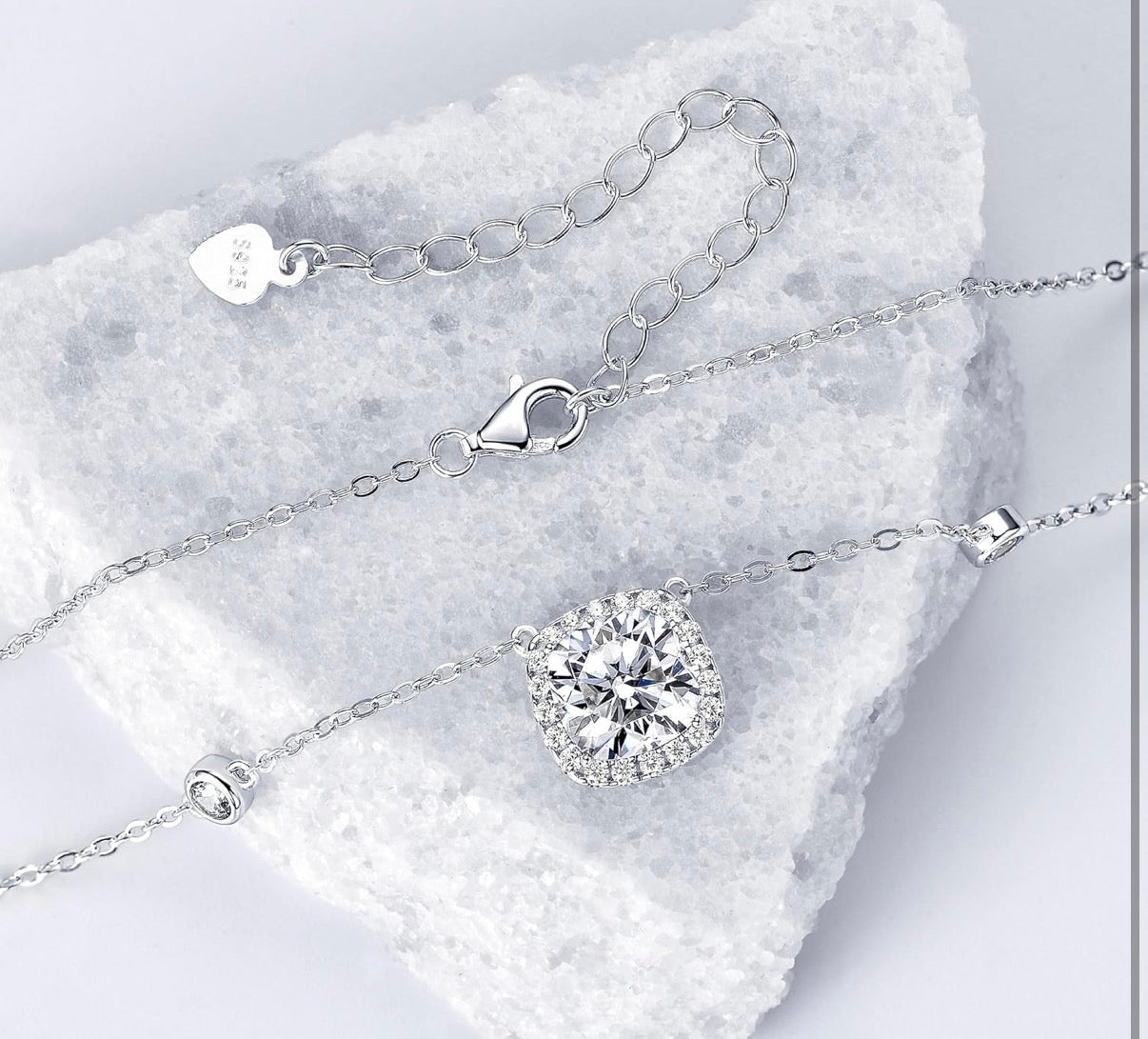 2.5CT Moissanite Pendant Necklace Cushion Cut D Color VVS1 925 Sterling Silver Halo Pendant.