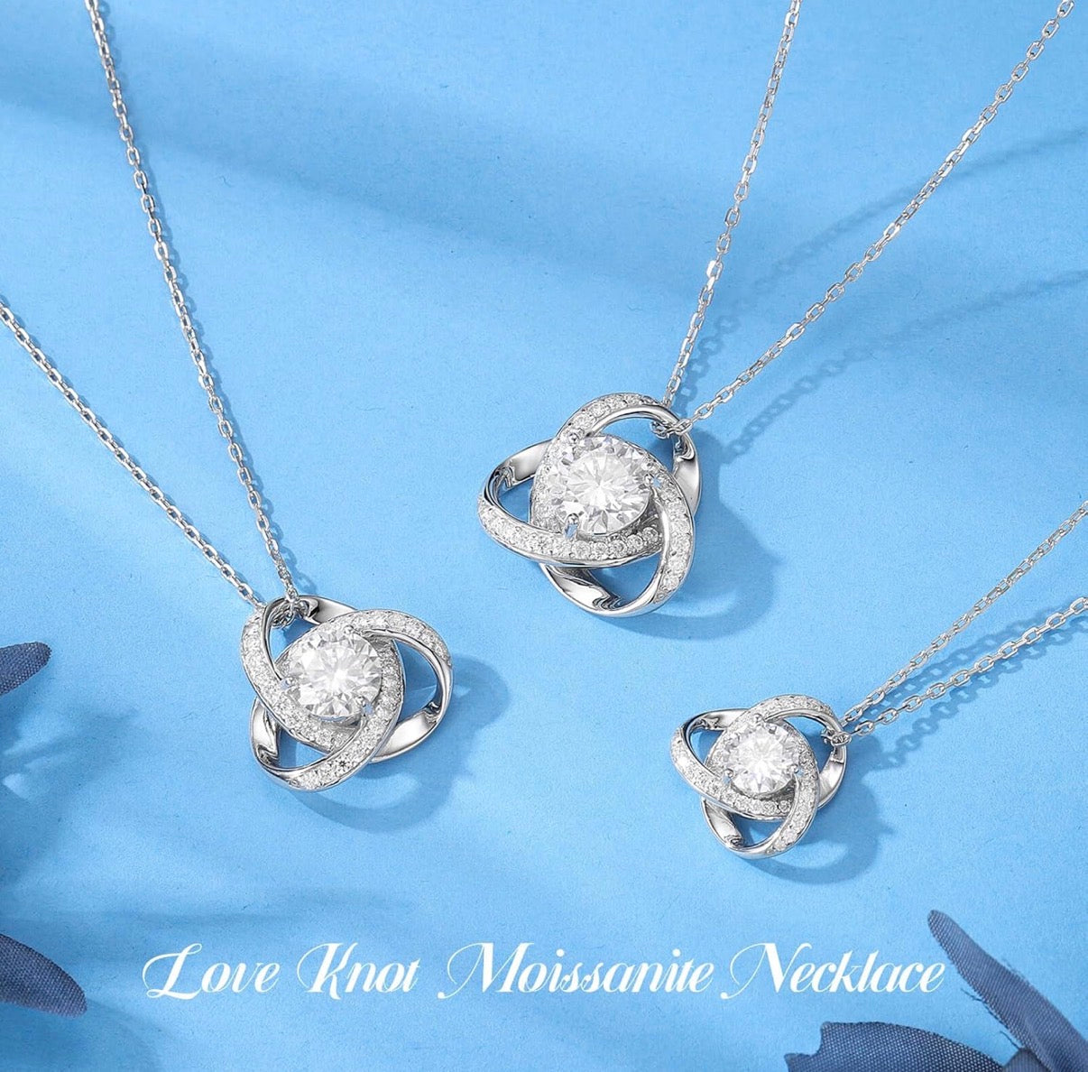 Love Knot Moissanite 1 Carat Necklace D Color VVS1 Clarity 925 Sterling Silver