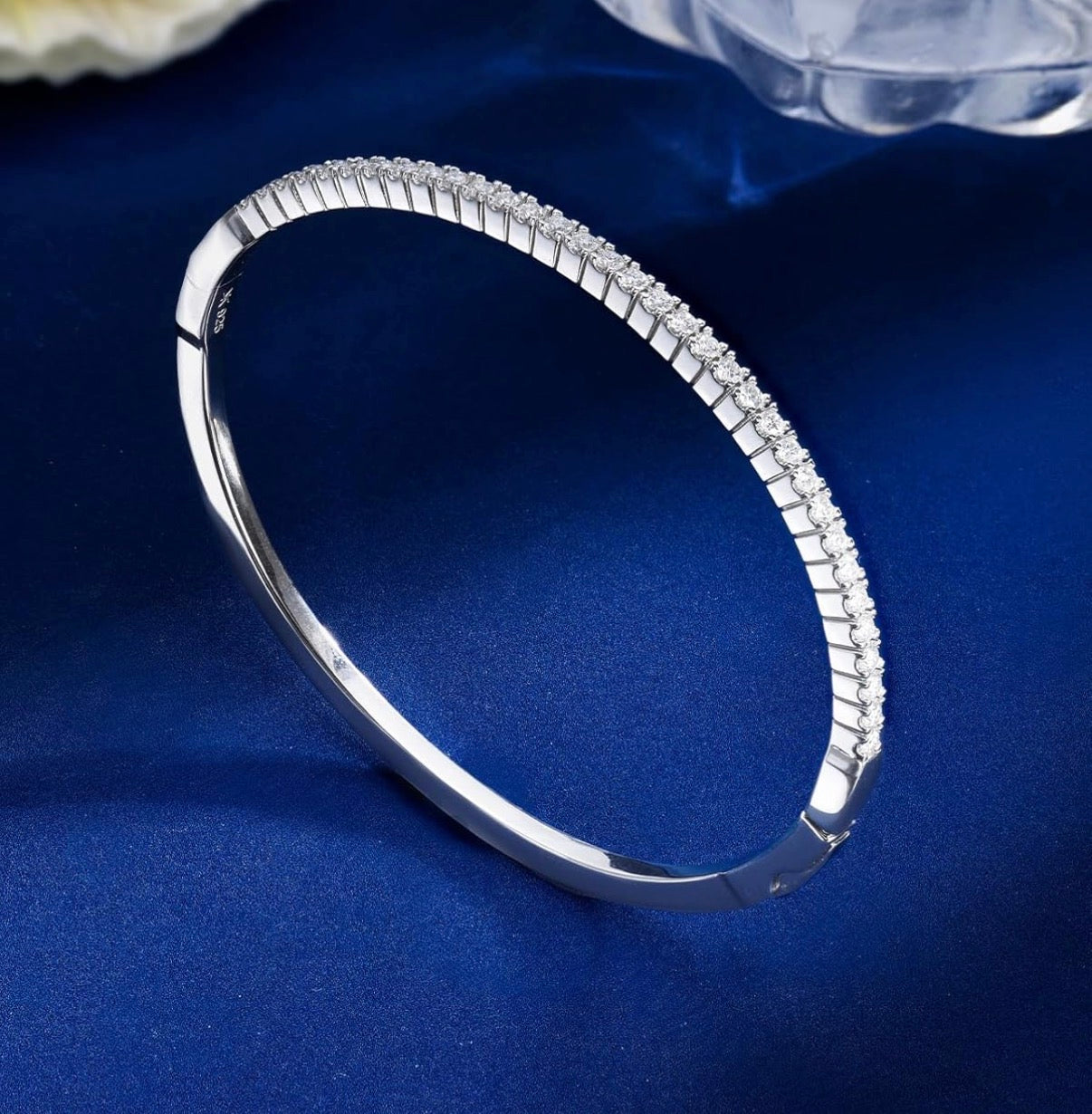 14K Gold Moissanite Bangle Bracelets for Women, 1 Carat D Color VVS1 Clarity 3EX Cut S925 Sterling Silver
